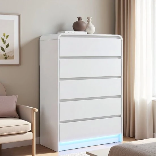 Comodino - 5 posti - Design minimalista - 73B x 40D x 110H cm - Comodino laterale