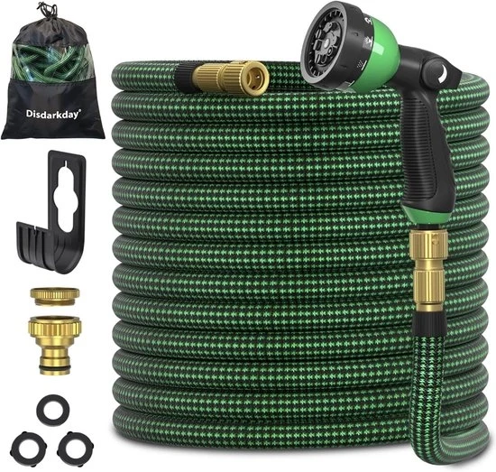 Serpentino estensibile per giardino 30 metri con testa di spruzzo 10 posizioni leggero serpentino idraulico con nucleo di latex a 3 strati verde