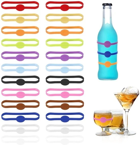 Set di segnalatori di vetro - anelli di silicone per bicchieri - set da 6 pezzi