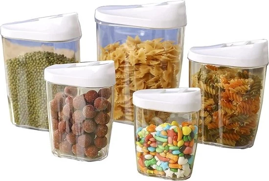 Scatole di Stoccaggio a Cassetta - Acquario a Cristallo - Conservazione Alimentare - Set da 5 - 1440 ml 960 ml 720 ml 480 ml 300 ml Scatole di Stoccaggio