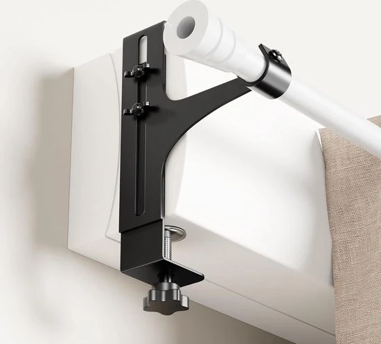 Set di sostegni per tende senza perforazione in metallo nero - sostegni per telaio di tenda senza perforazione