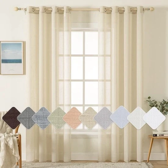 Set di 2 tende a voile - trasparenti - beige - 140 x 225 cm