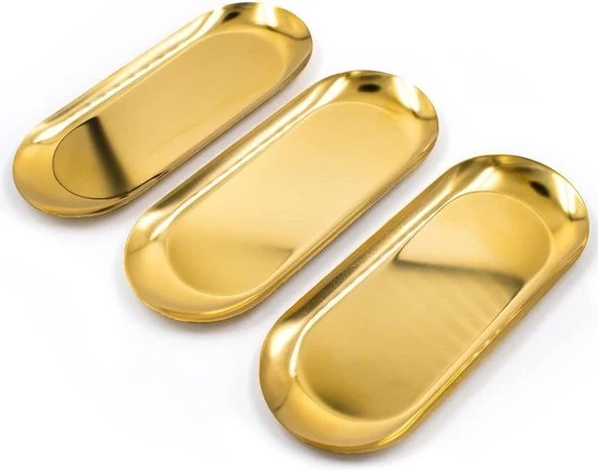 Set di servizio per tavola ovale in acciaio inossidabile - confezione da 3 - piatto decorativo per cucina e bar - organizzatore di cosmetici - dimensioni 22 x 9 x 1 cm piatto quadrato 70x70