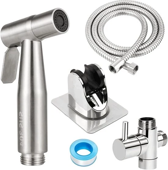 Kit di Bidet Portatile per Auto - Rvs Slang e Supporto - Per Igiene Personale