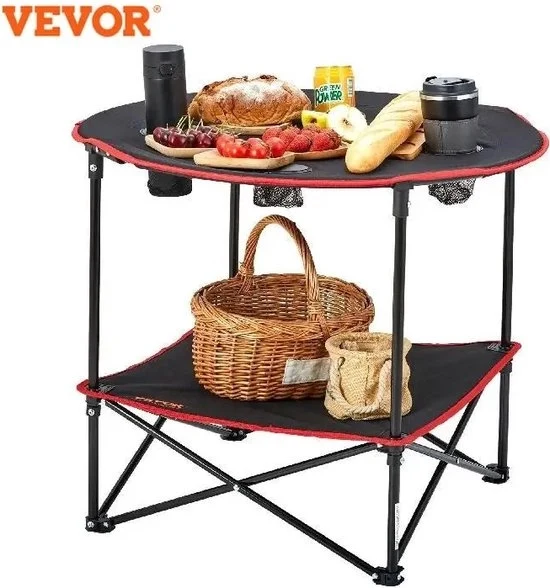 Tavolo da Campeggio Ripiegabile - Resistente al Calore - Leggero - Con Tasca Portatile - 30 Ripiegabile - Nero - 72x72x61CM