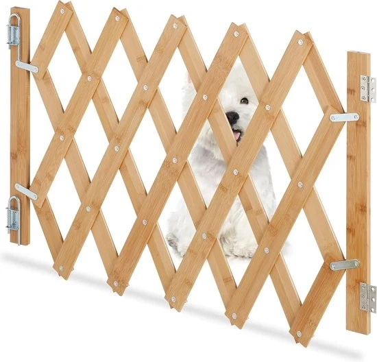 Recinzione per cani estensibile in bambù 345-1085 cm larga 475-60 cm alta - per porta, scala, interna - naturale