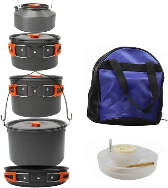 Servizio da Campeggio Portatile per 5-8 Persone - Set di Pannelli in Alluminio