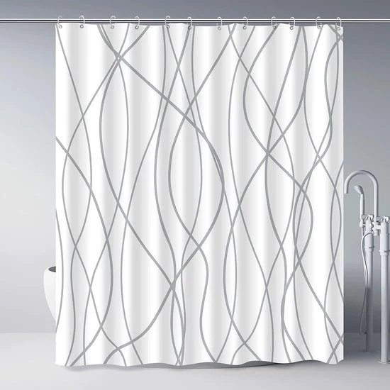 Douchegordijn antischiuma - impermeabile - 180 x 200 cm - a strisce grigie