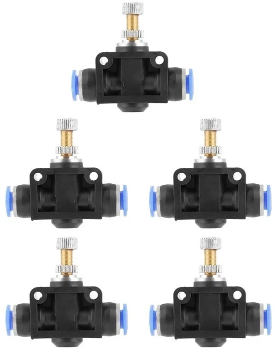 Valvola pneumatica 6mm - 5 pezzi, Fittingi pneumatici riduttore di flusso controller di velocità throttle push in uno