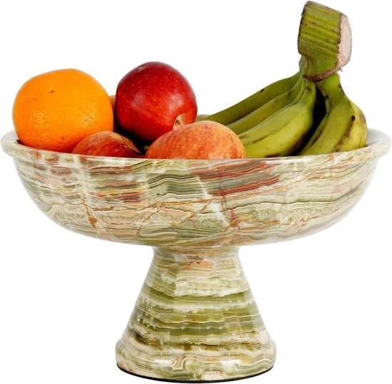 Scatola per frutta in marmo verde onice 12 "x 8" pollici - tavola da cucina manuale - contenitore decorativo per insalate e verdure per il piano di lavoro. Scatola per frutta.