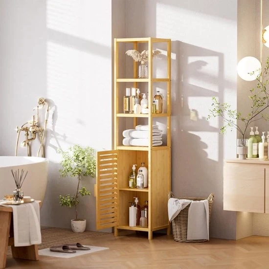 Opacchettatura per bagno - Modello angolare - 6 livelli - Bambù naturale