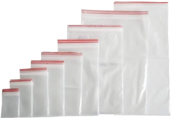Zaketti di plastica riutilizzabili - 100 pezzi - 7 x 10 cm - con chiusura a compressione
