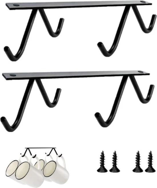 Organizzatore per Caffè e Tazze - Set di 2 Pacchi - per Tazze, Caffè e Bicchieri - Display per Cucina - Appoggio per Tazze sotto la Cucina