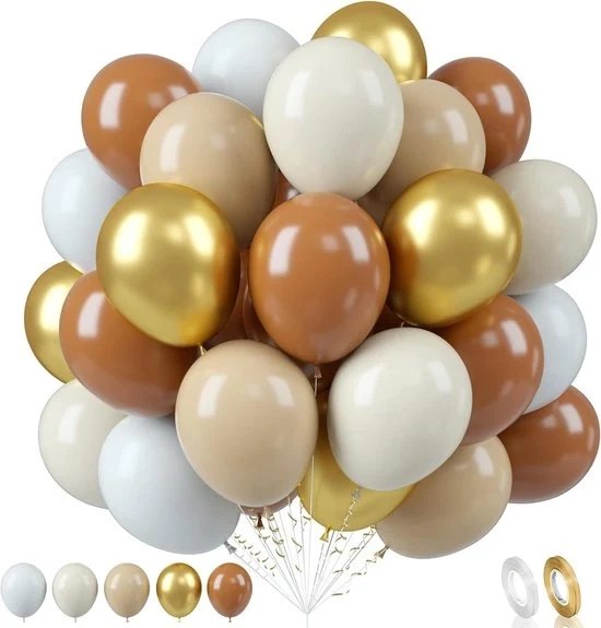 Set di palloni in latex - 60 pezzi - beige kaki - 12 pollici - palloni metallic giallo - caffè - palloni nudi - palloni pieni - per matrimoni - compleanni - feste di nascita - baby shower