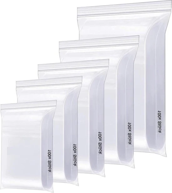 Set di sacchetti trasparenti resistenti alle scalfitture - sacchetti di plastica trasparente con cerniera - sacchetti di congelazione piccoli e grandi - codice prodotto: 500x