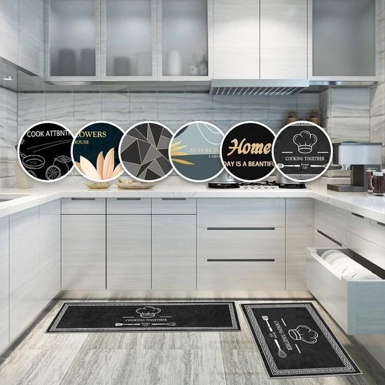Tappeti Antiscivolo per Cucina - Tappeto per Porta - Tappeto per Pavimento - 2 Pezzi di Tappeto per Cucina per Decorazione Interna - Keukengerei A - 40x60+40x120cm