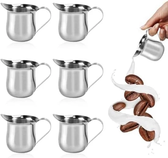 Set di 6 ciotole per latte e caffè in acciaio inossidabile - 90 ml - bianco - klokkenwit