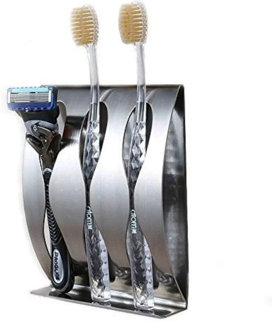 Sostegno per spazzola da denti in acciaio inossidabile, fissaggio a parete per spazzola da denti per la stanza da bagno, sostenitore duraturo autofissante per la stanza da bagno, cucina, senza perforazione (3 fori)