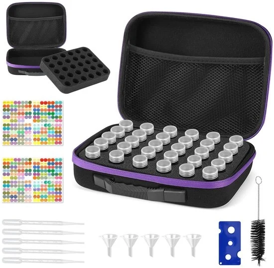 Tas di stoccaggio impermeabile per oli essenziali - Blu - 30 aperture