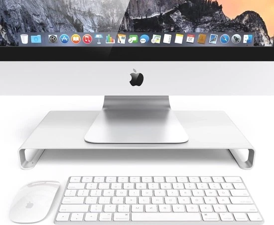Standarizzazione monitor in alluminio argentato - Progettata per iMac, MacBook, schermo laptop - Stand computer sottile - Stampante - Organizzazione ufficio