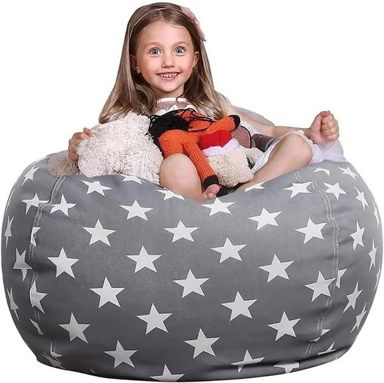 Sacchi di piuma per sedere - Borsa di stivaggio per giocattoli - Comfortevole - Grigio - Tessuto
