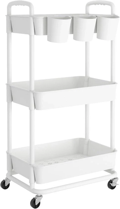 Carrello con 3 livelli - versatile e pratico - 1 pezzo - bianco - plastico