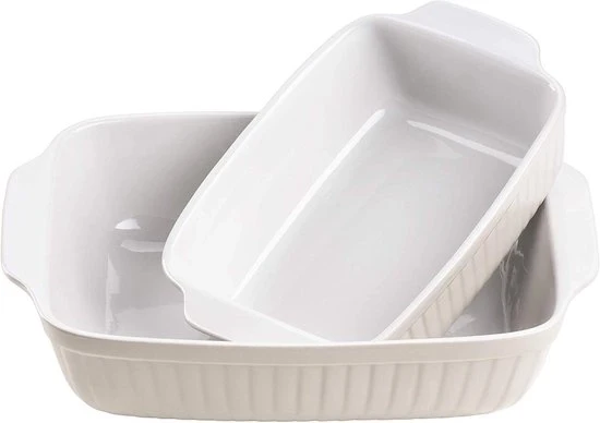 Set di 2 Piatti da forno - Ceramica - 4 e 2 porzioni - Colori pastello
