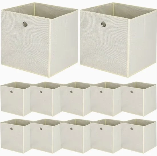 Set di 10 Scatole di Archiviazione Opportune 32x32x32 cm – Scatole di Archiviazione in Tessuto con Maniglia – Scatole di Archiviazione Cubiche per Scomparti Kallax & Divisori di Spazio – Scatole di Archiviazione Inclinabili