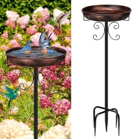 Bagnato per Uccelli per Esterno - Decorazione per Giardino - 89 cm - Metallo
