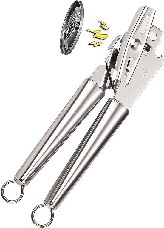 Opener 3 in 1 multifunzionale con magnetismo - opener in acciaio inossidabile - taglio di bordo liscio - robusto - manuale - maniglia comoda - grande manopola di regolazione Opener multifunzionale