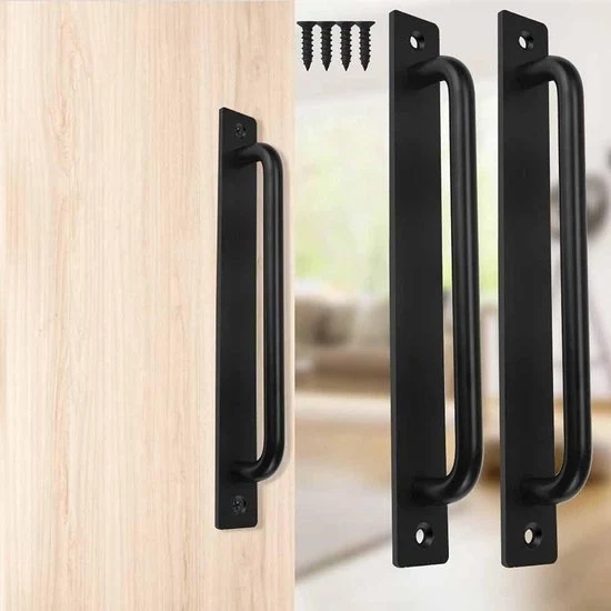 Due maniglie in alluminio lega nera per porte e cassetti (212 mm) per porte scorrevoli, garage e serra