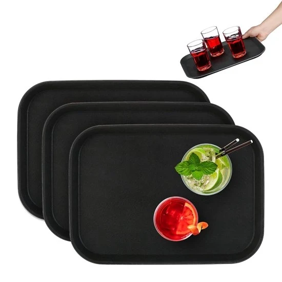 Set di 3 portaplati classici - antiscivolo - nero - plastica