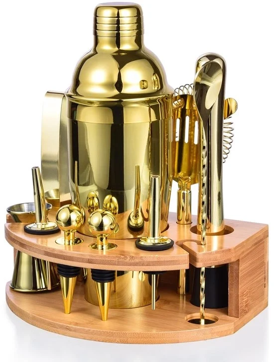 Set di shaker per cocktail - 12 pezzi - Oro - Acciaio inossidabile