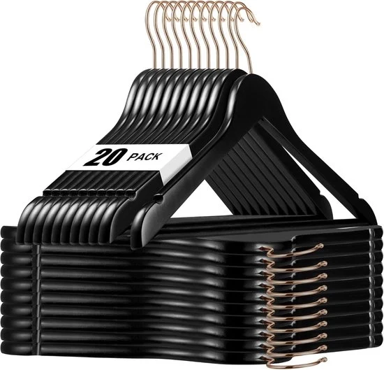 Hanger per abito in legno nero - 20 pezzi - rotante 360°