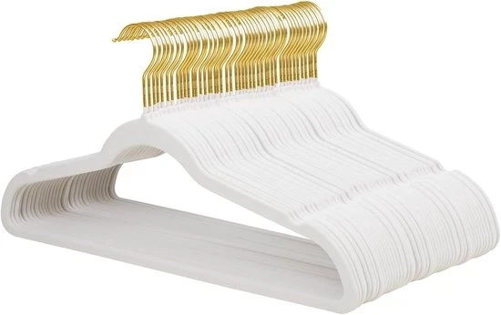 Kleerhangers in flanella - antislip e risparmio di spazio - 48 pezzi - bianchi