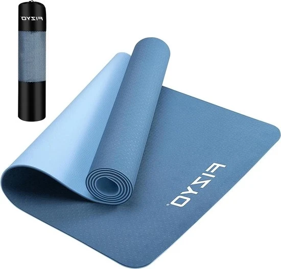 Mat anti-scivolo da yoga 06 cm 183 x 61 cm - Mat di TPE per esercizi di Pilates e yoga - imbottito e super sottile - inclusa cinghia di trasporto e borsa