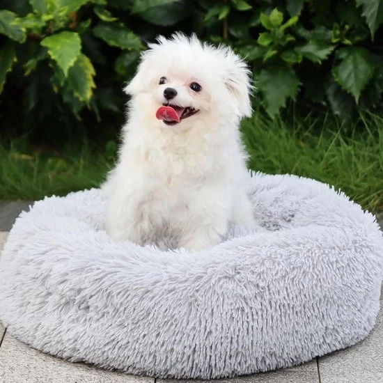 Letto per cani morbido e confortevole - letto per gatti facile da pulire - antiscivolo e flessibile - letto per animali a forma rotonda - 40 cm - grigio chiaro