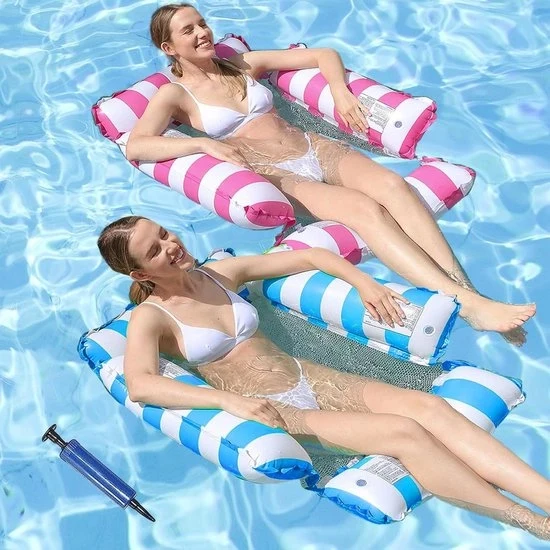 Matrimoniale hangmat idrostatica gonfiabile con quattro tubi e rete - 4-in-1 materasso da bagno per adulti - Letto gonfiabile da bagno con pompa ad aria Matrimoniale hangmat idrostatica