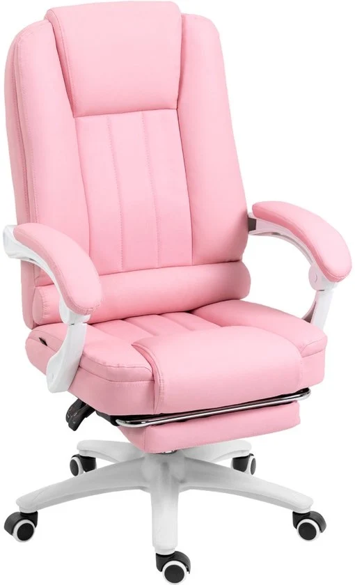 Sedia da ufficio - Rosa - Pelle artificiale - Supporto per gambe - Regolabile