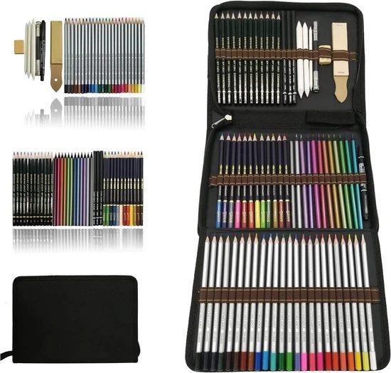 Set di pastelli colorati per disegno per principianti e studenti.