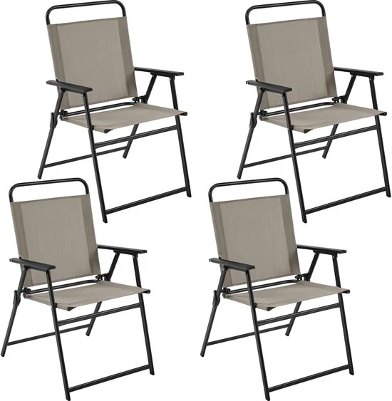 Set di 4 sedie da giardino, con schienale alto e braccioli, sedie da terrazza, sedie da pranzo, sostenibili fino a 100 kg, colore miele