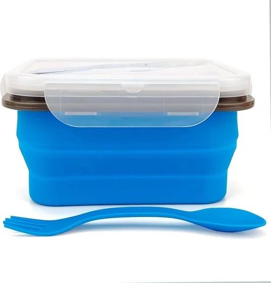 Contenitori alimentari pieghevoli - Borsa di pranzo in silicone - 700 ml - Blu