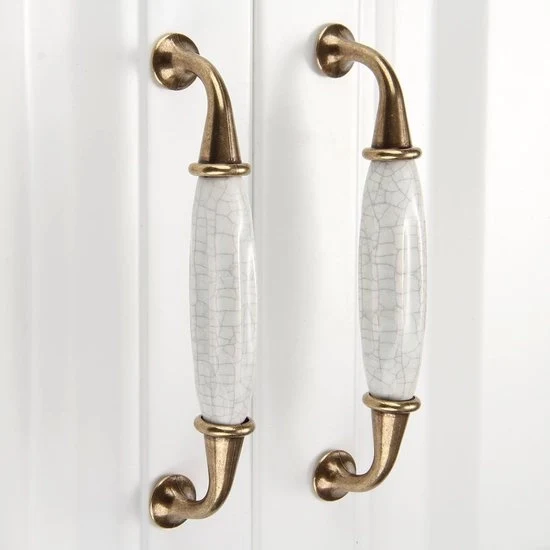 Maniglie in ceramica vintage - set di 2 maniglie in rame antico