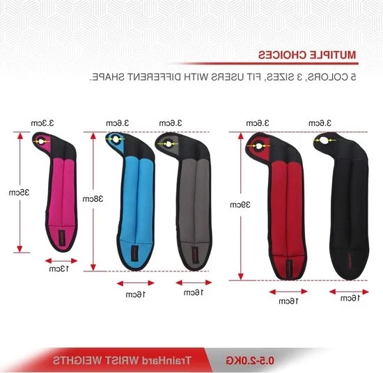 Pari di manette di peso per polso con dito di pressione - 2 kg TrainHard - Adattabile - 4 varianti, 5 colori - Pesi da ginnastica