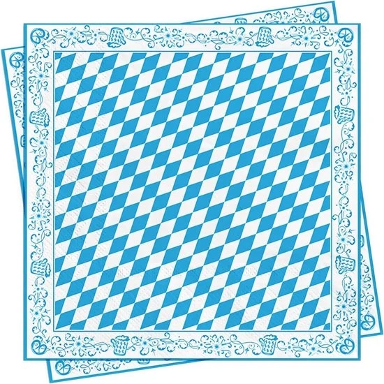 Decorazioni per tavola Oktoberfest - serviette a 3 strati blu e bianco - serviette di carta bavarese - decorazioni per tavola per birrerie - serviette di carta per Oktoberfest