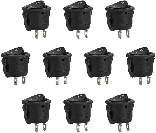 Interutore a manovella rotondo SPST 2 contatti a staffa su/off AC 6A/250V 10A/125V - 10 pezzi, ideale per auto e barca