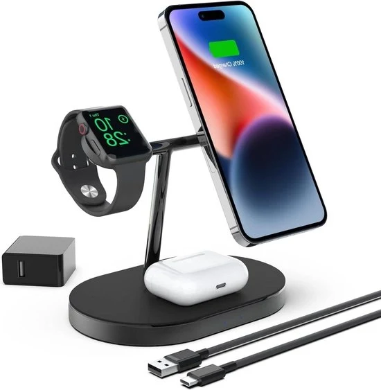 Opladore 3 in 1 wireless - iPhone 13/13Mini/13Pro/13ProMax - Apple Watch 7/6/SE/5 - AirPods 2/3/Pro Opladore