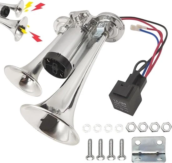 Fischia Acustica 12 V in Argento - Fischia Alta e Bassa per Auto, Camion, Barche, Motocicli Fischia Acustica