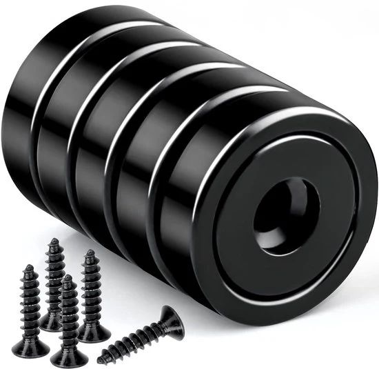 Magnetici forti neodymium con foro a vite - 10 kg - 20 mm - 5 pezzi
