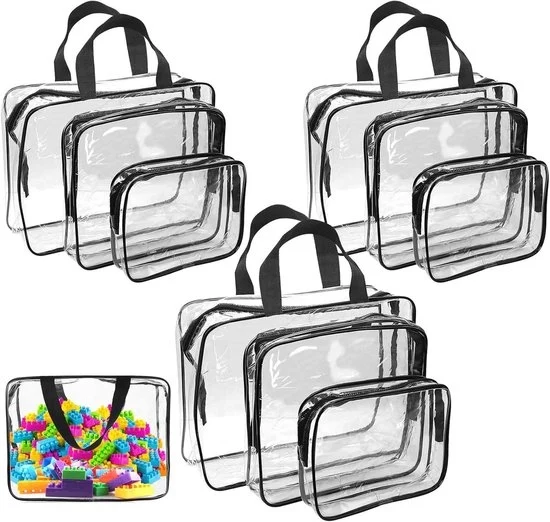 Set di vaschette trasparenti per bagno e cosmetici - 9 pezzi - PVC trasparente